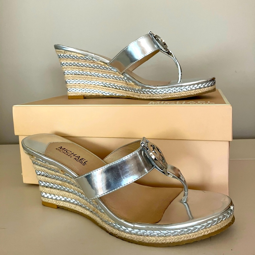 MICHAEL Michael Kors Silver Espadrille Sandals